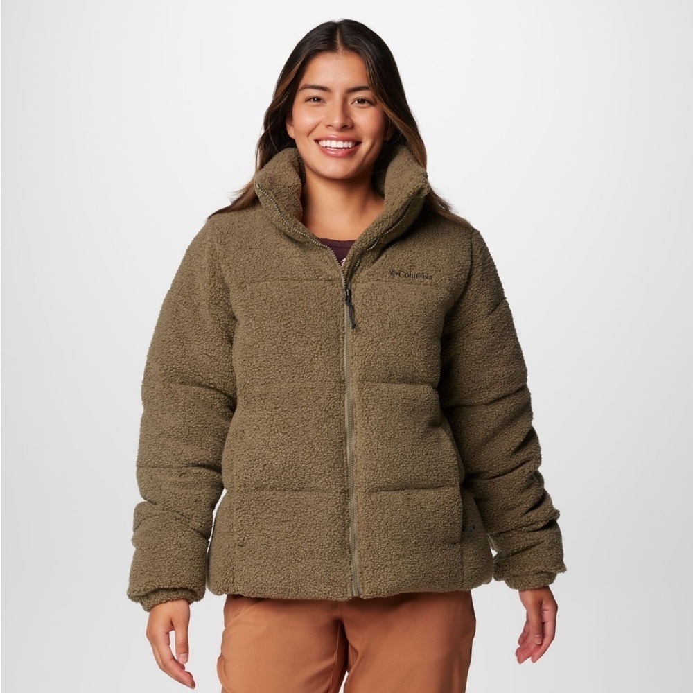 Women's Puffect Sherpa Jacket Size XL color Stone Green